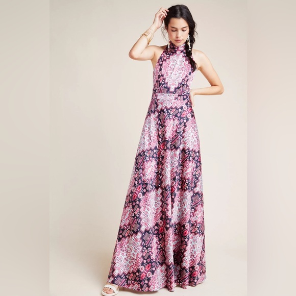 Anthropologie Dresses & Skirts - Anthropologie x Nicole Miller Serena Halter Patterned Maxi Dress